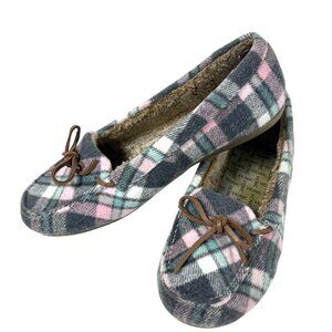 Vionic Plaid Slippers Women’s 10 Orthotic Arch Support Bow Indoor Outdoor